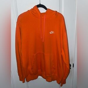 Men’s Orange Nike Pullover Hoodie Size Large Preowned